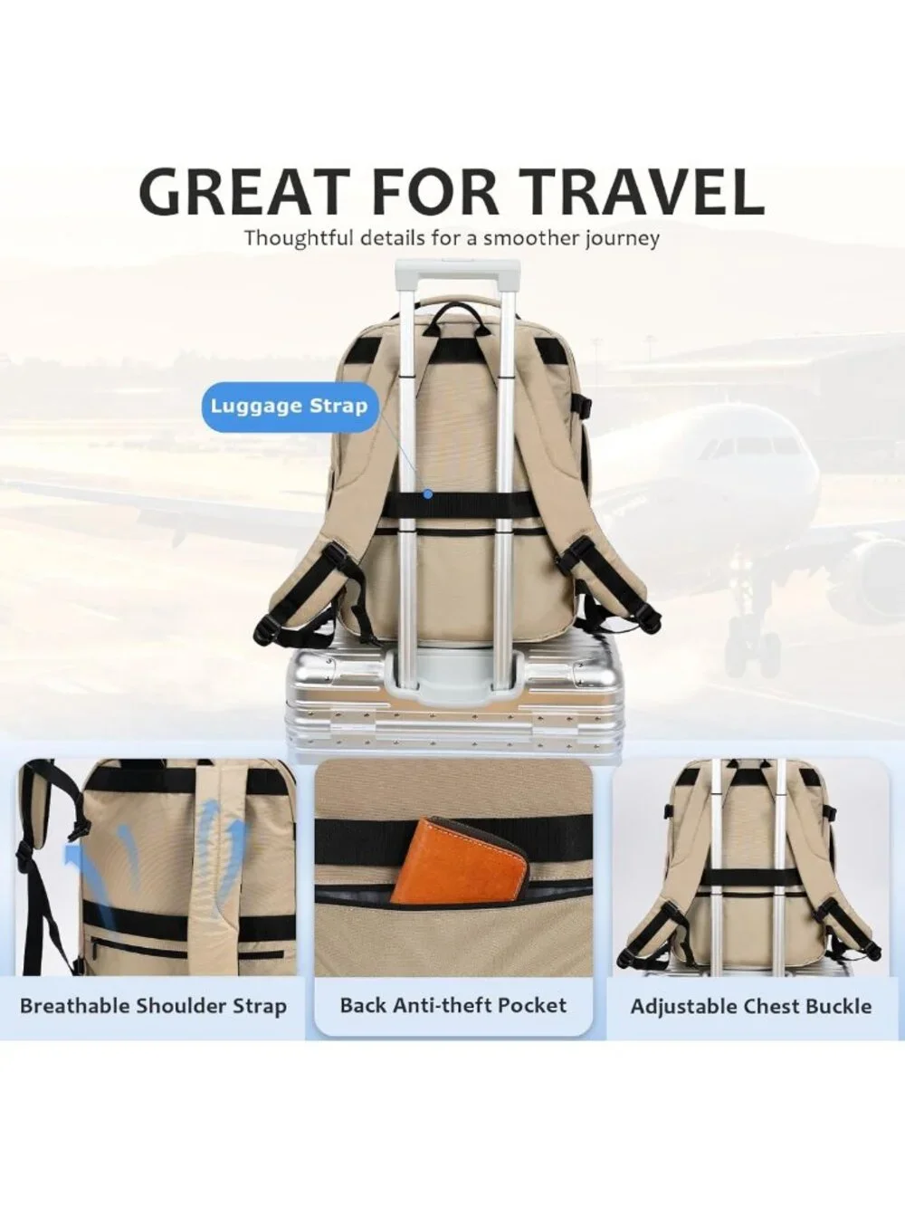 Stylish 40L Waterproof Laptop Backpack for Women | College & Business Use